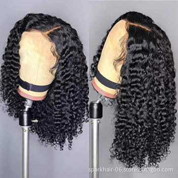 Hair Factory Wholesale Cheap Natural Color Brazilian 13*6 Lace Frontal Wigs For Black Women Curly Human Hair Short Wigs